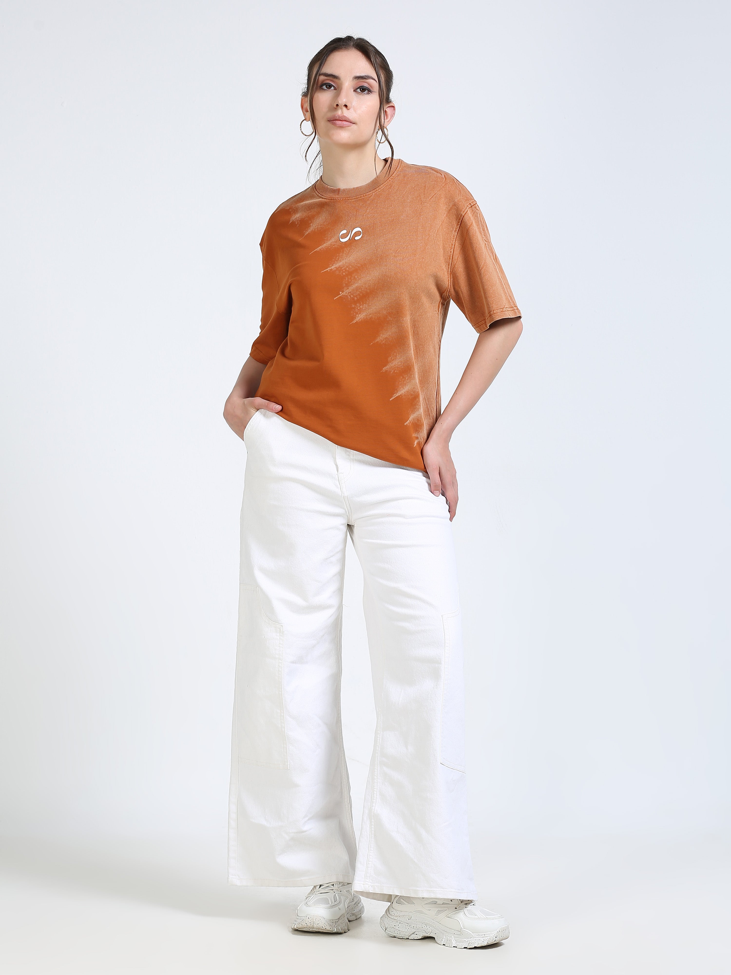 Orange Dual Washed Oversized T-Shirt