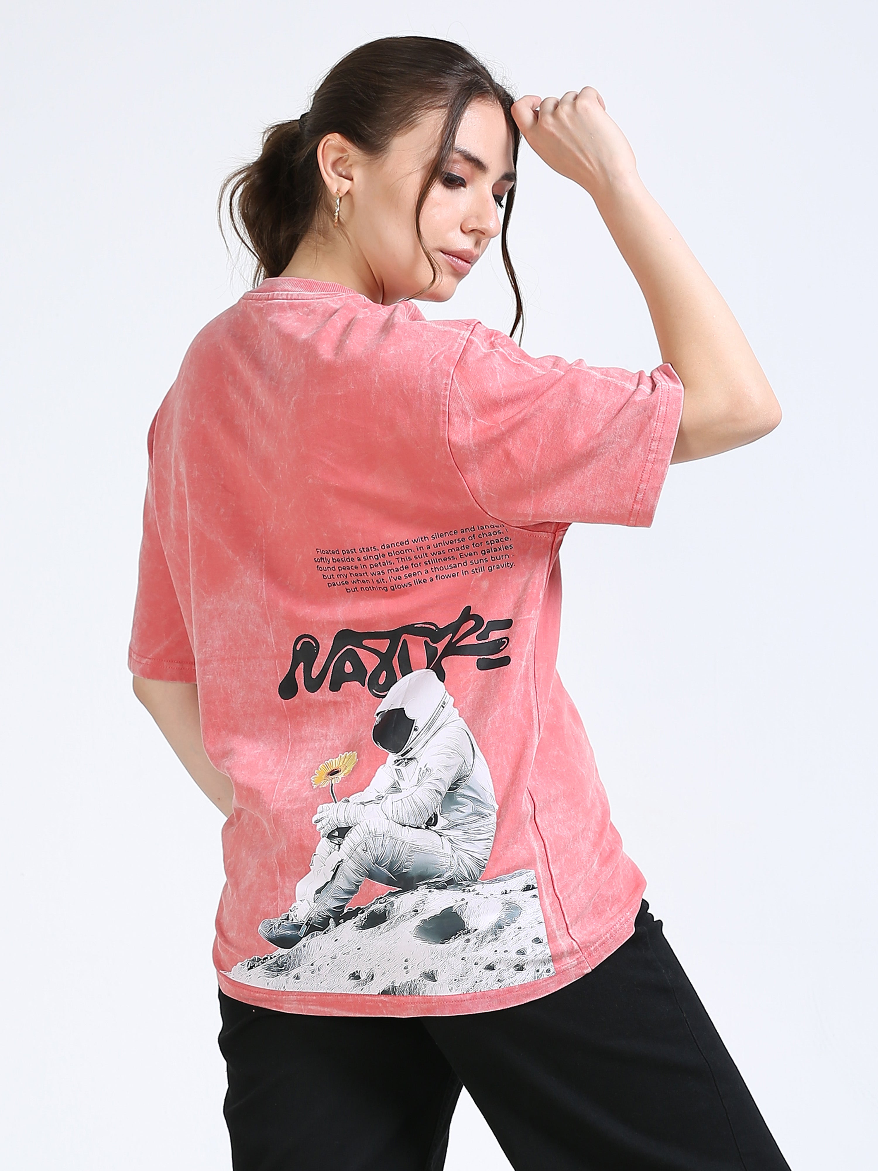 Plum Uneven Washed Oversized T-Shirt