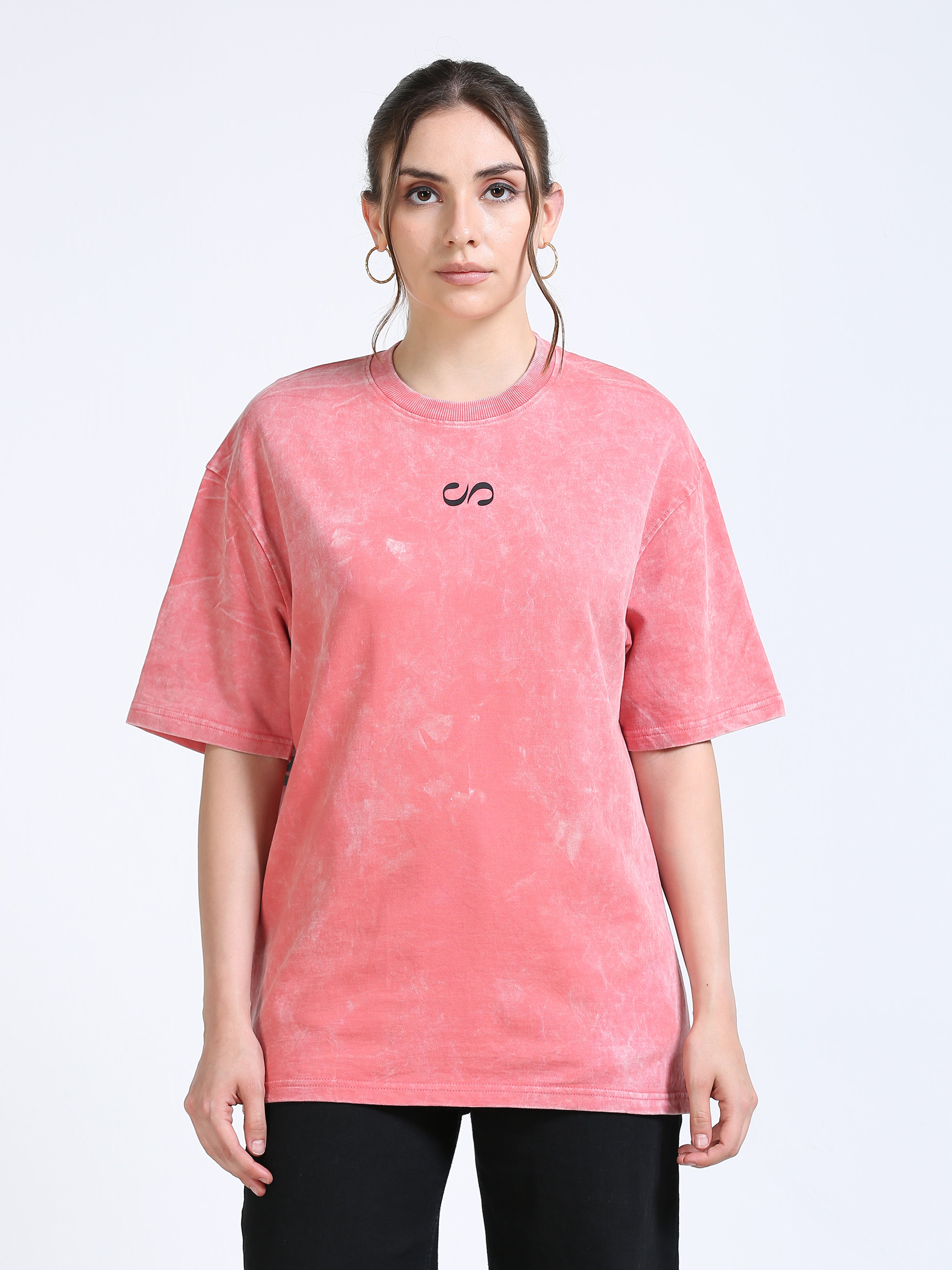 Plum Uneven Washed Oversized T-Shirt