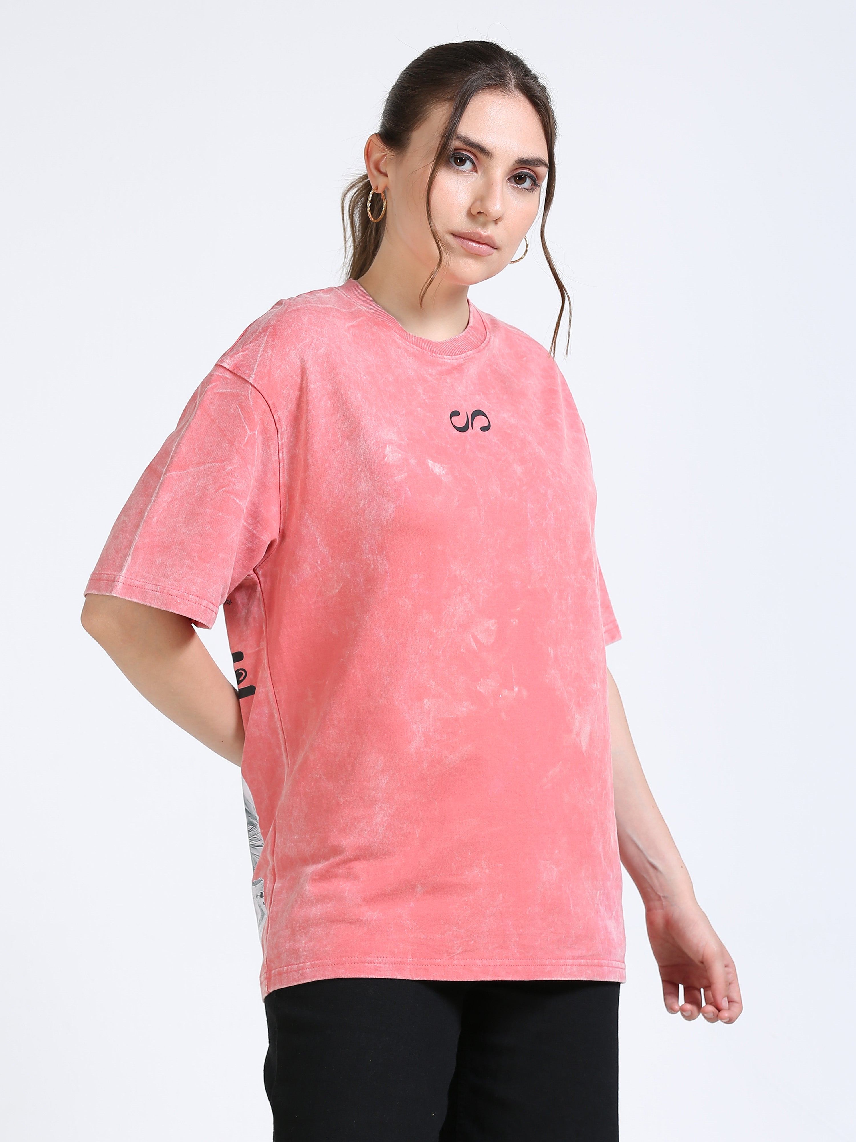 Plum Uneven Washed Oversized T-Shirt