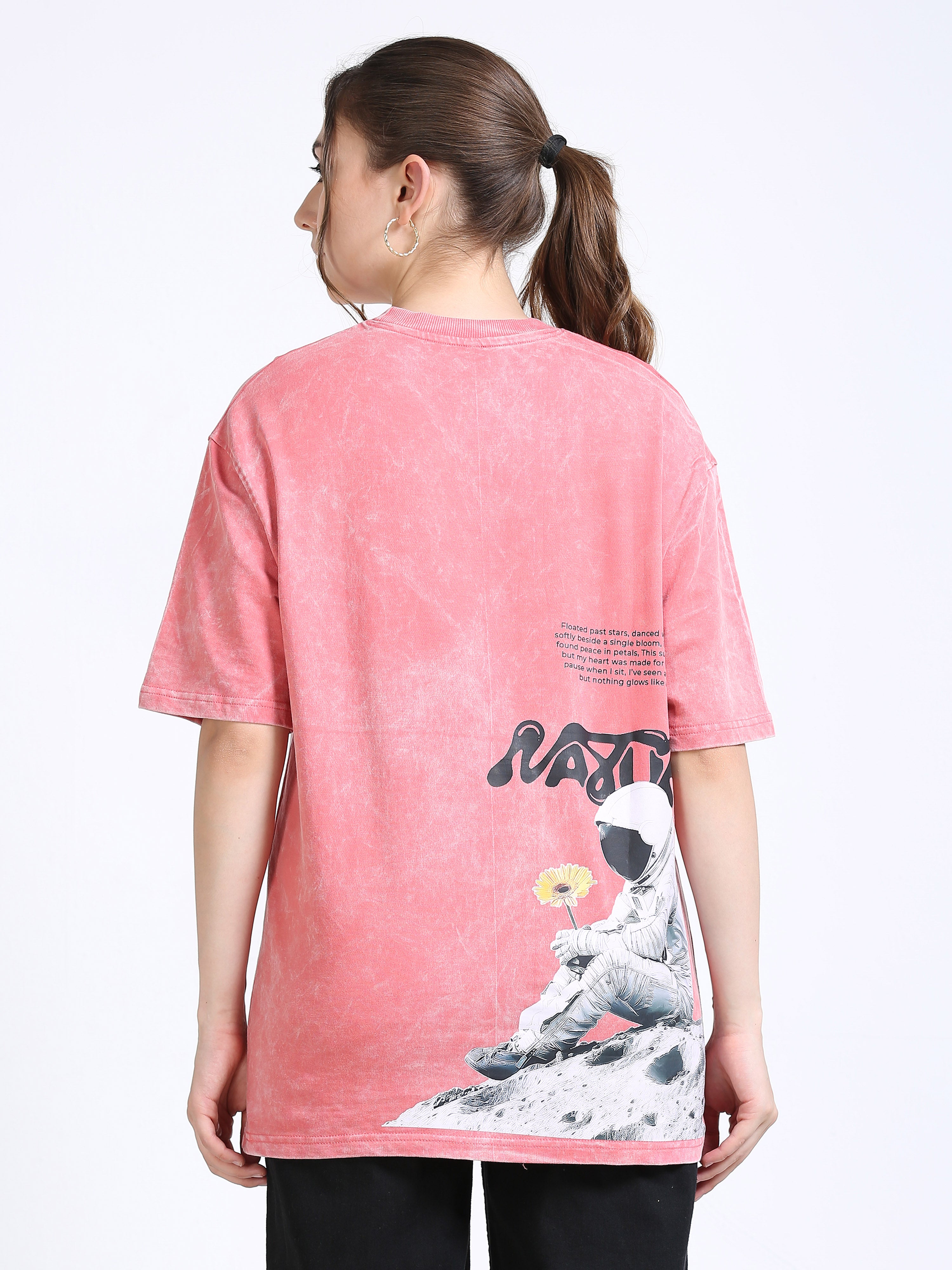 Plum Uneven Washed Oversized T-Shirt