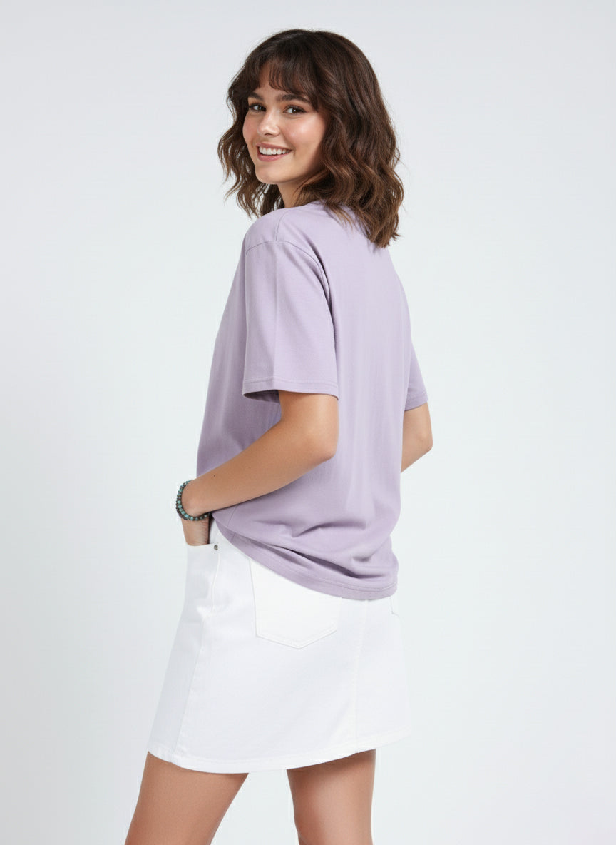 Lavender Solid Oversized Tee