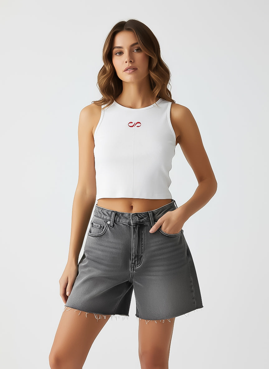 White Embroidered Women's Tank Top