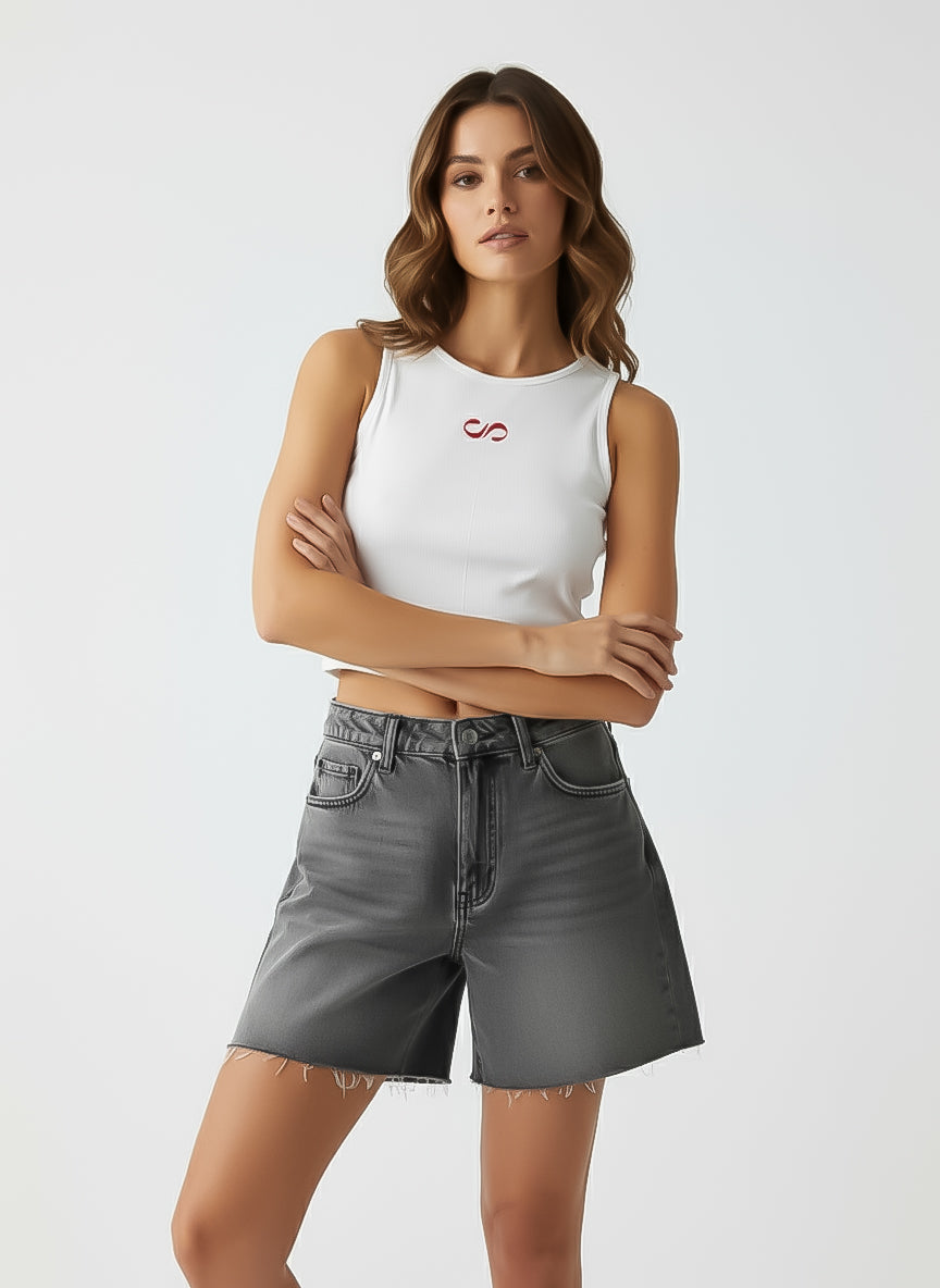 White Embroidered Women's Tank Top