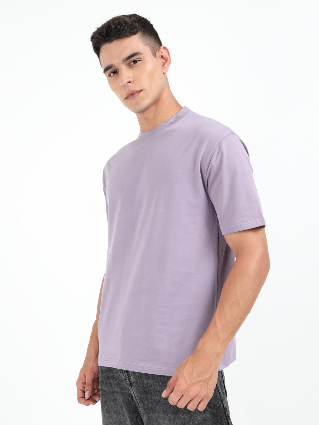 Lavender Solid Oversized Tee