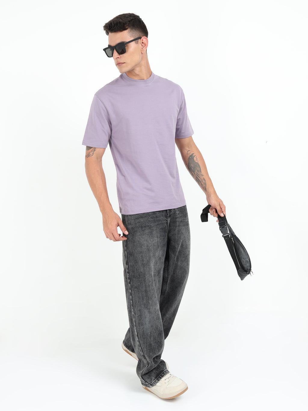 Lavender Solid Oversized Tee