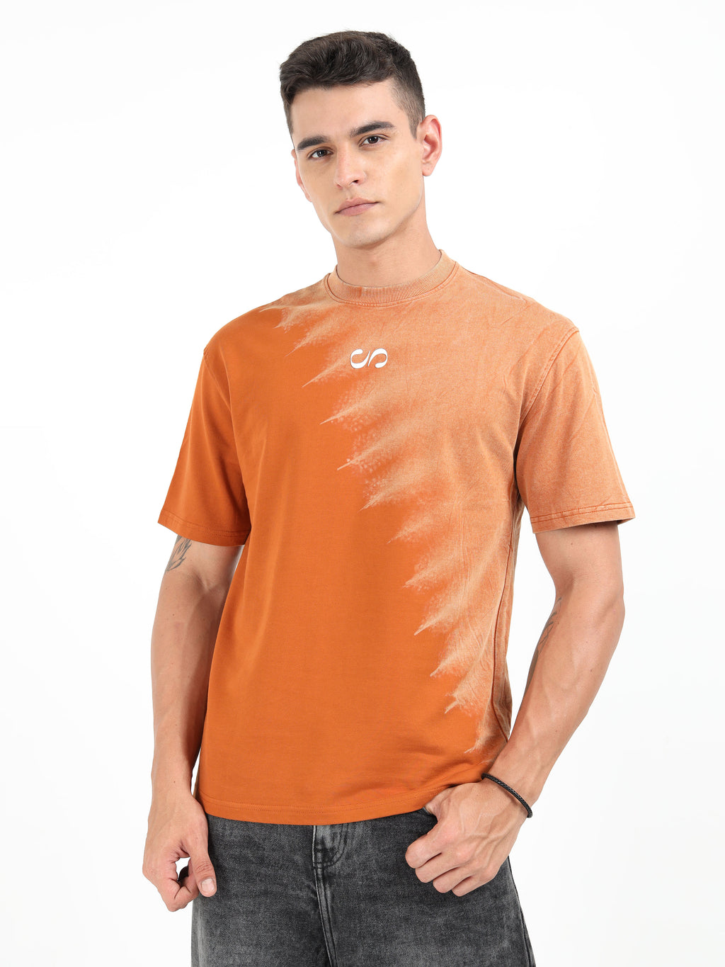 Orange Dual Washed Oversized T-Shirt