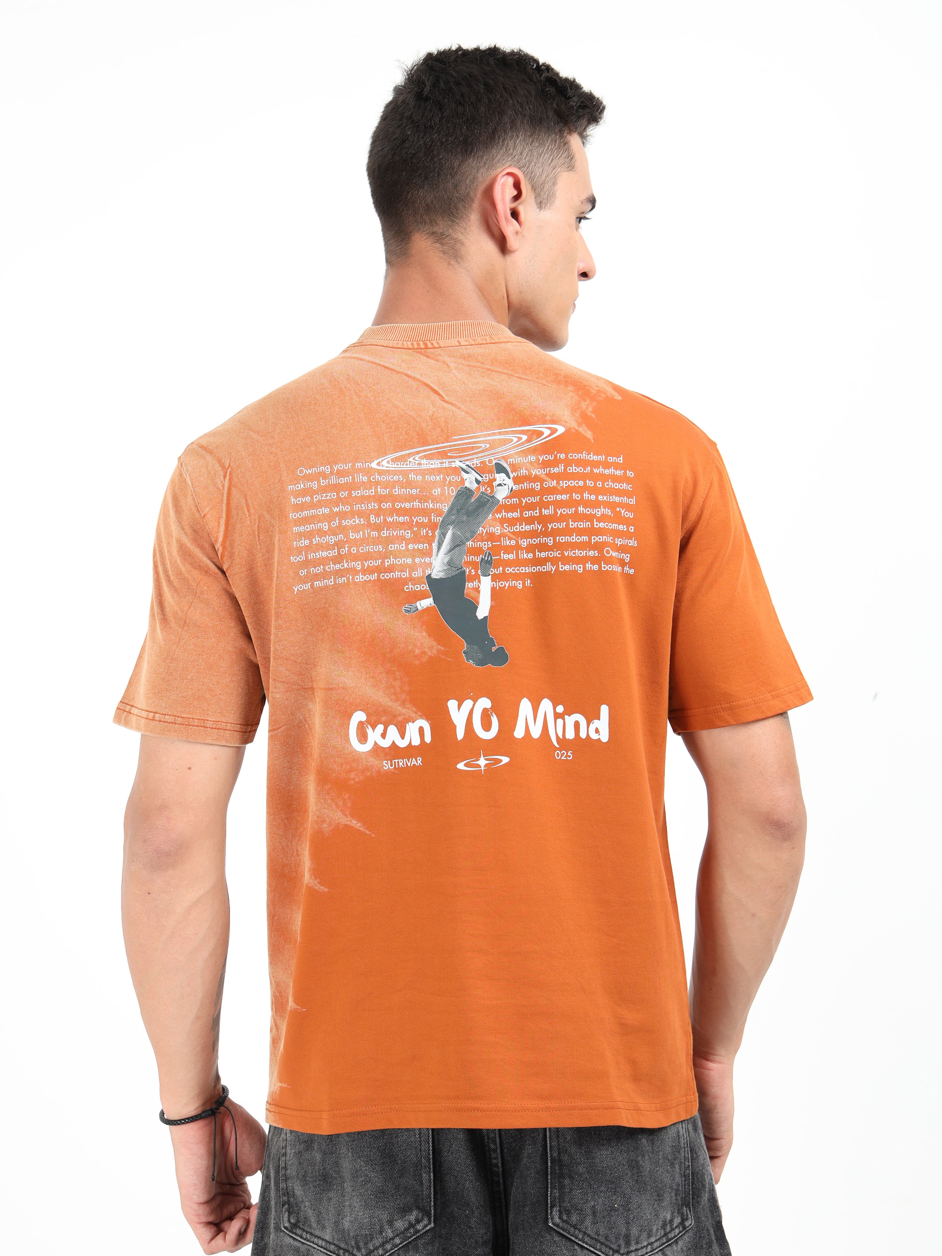 Orange Dual Washed Oversized T-Shirt