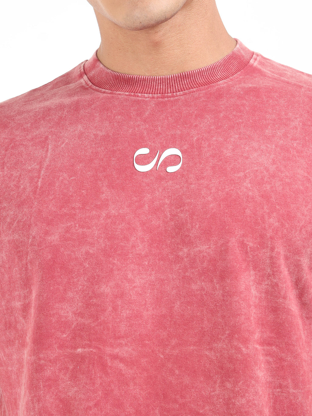 Burgundy Uneven Washed Oversized T-Shirt