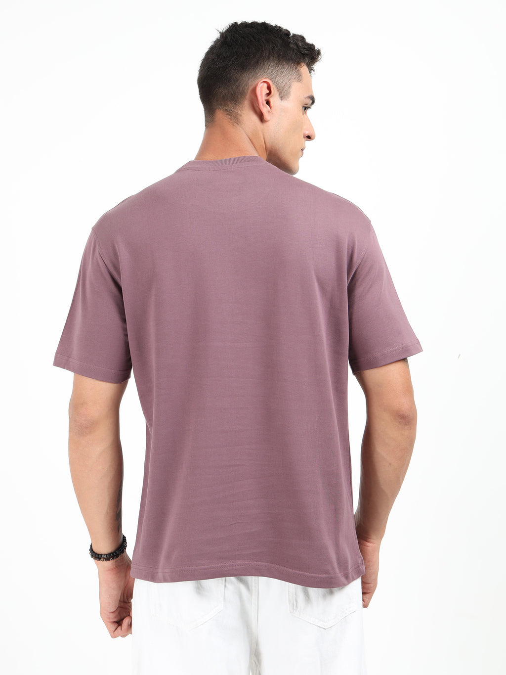 Grey Purple Solid Oversized Tee