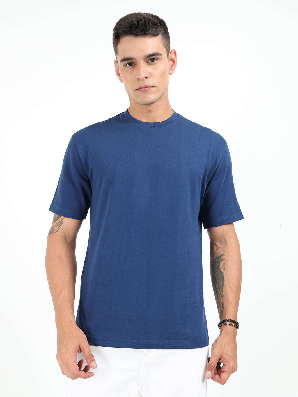 Navy Blue Solid Oversized Tee