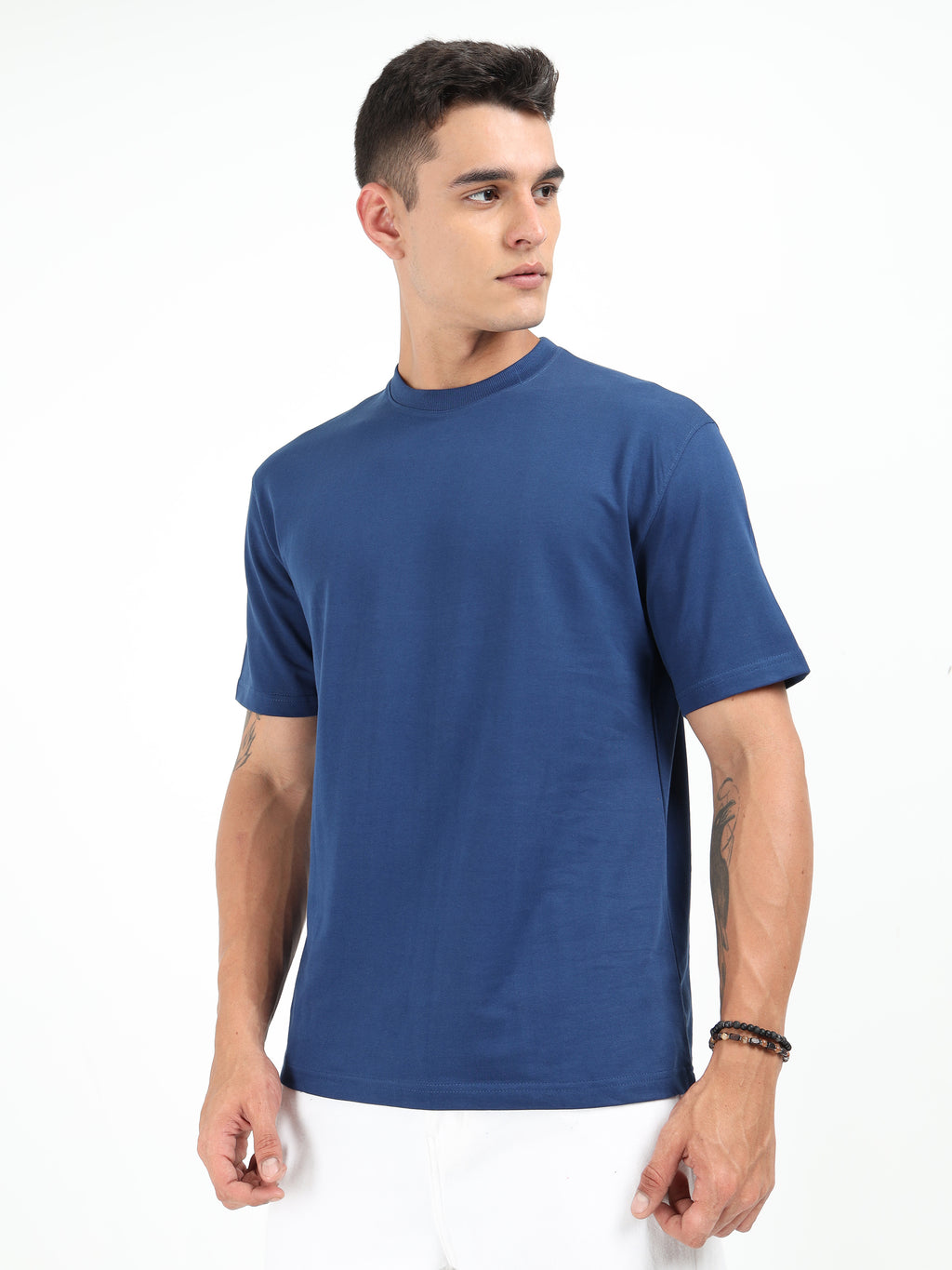 Navy Blue Solid Oversized Tee