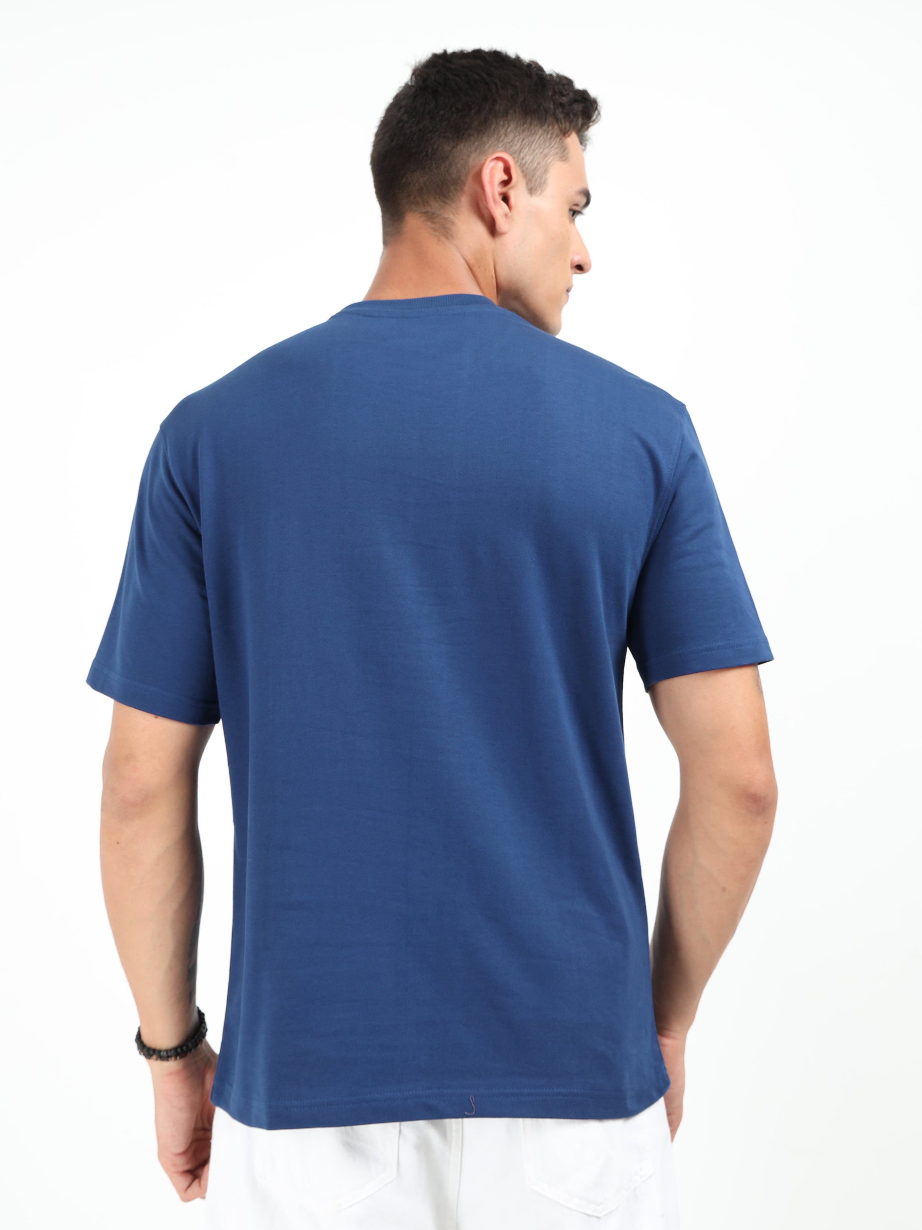 Navy Blue Solid Oversized Tee