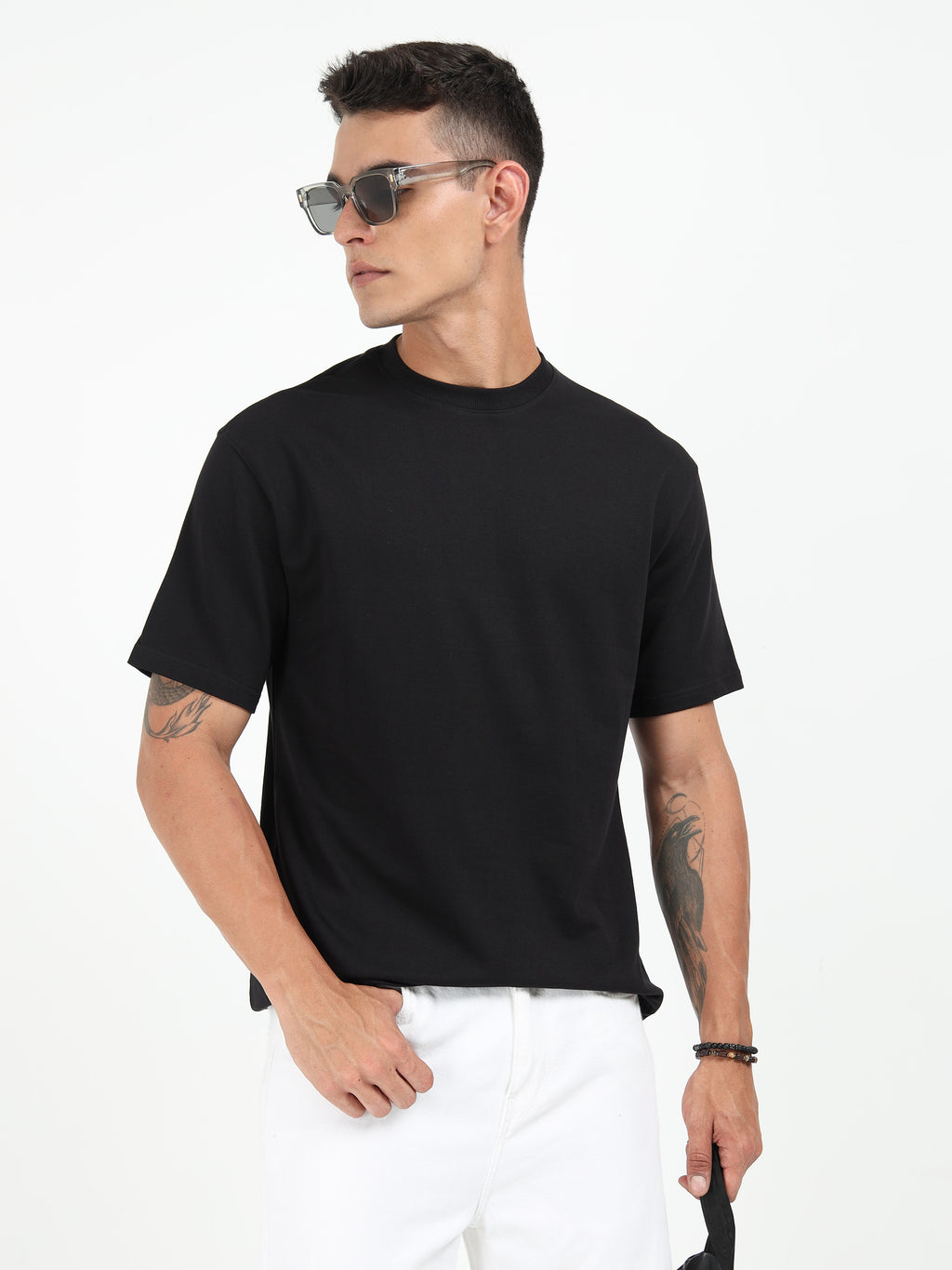Black Solid Oversized Tee