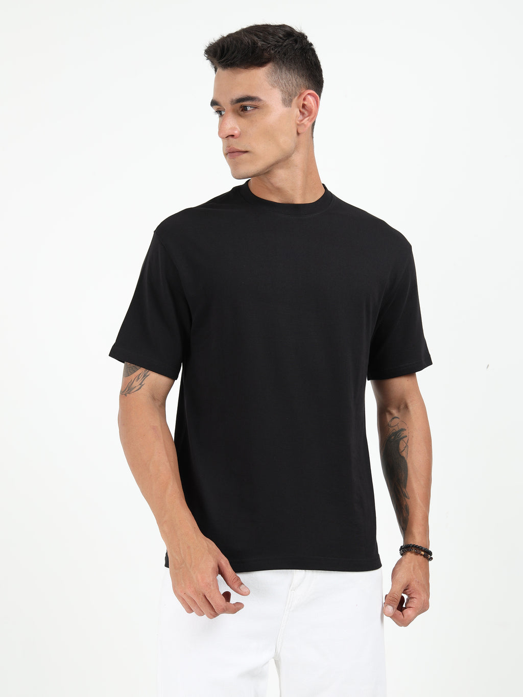 Black Solid Oversized Tee