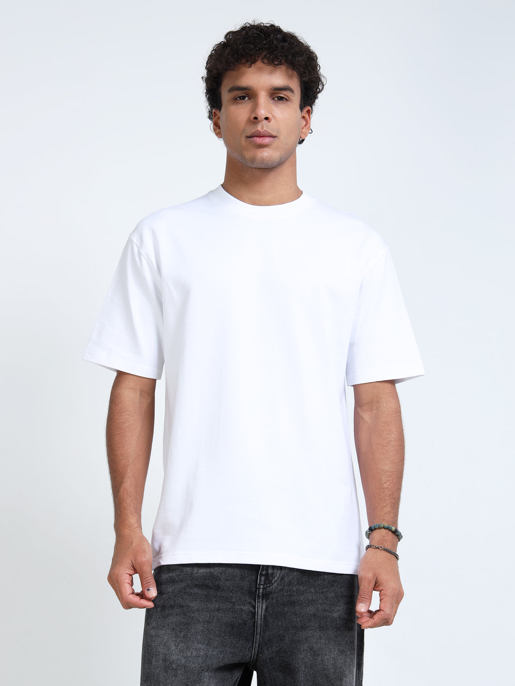 White Solid Oversized Tee