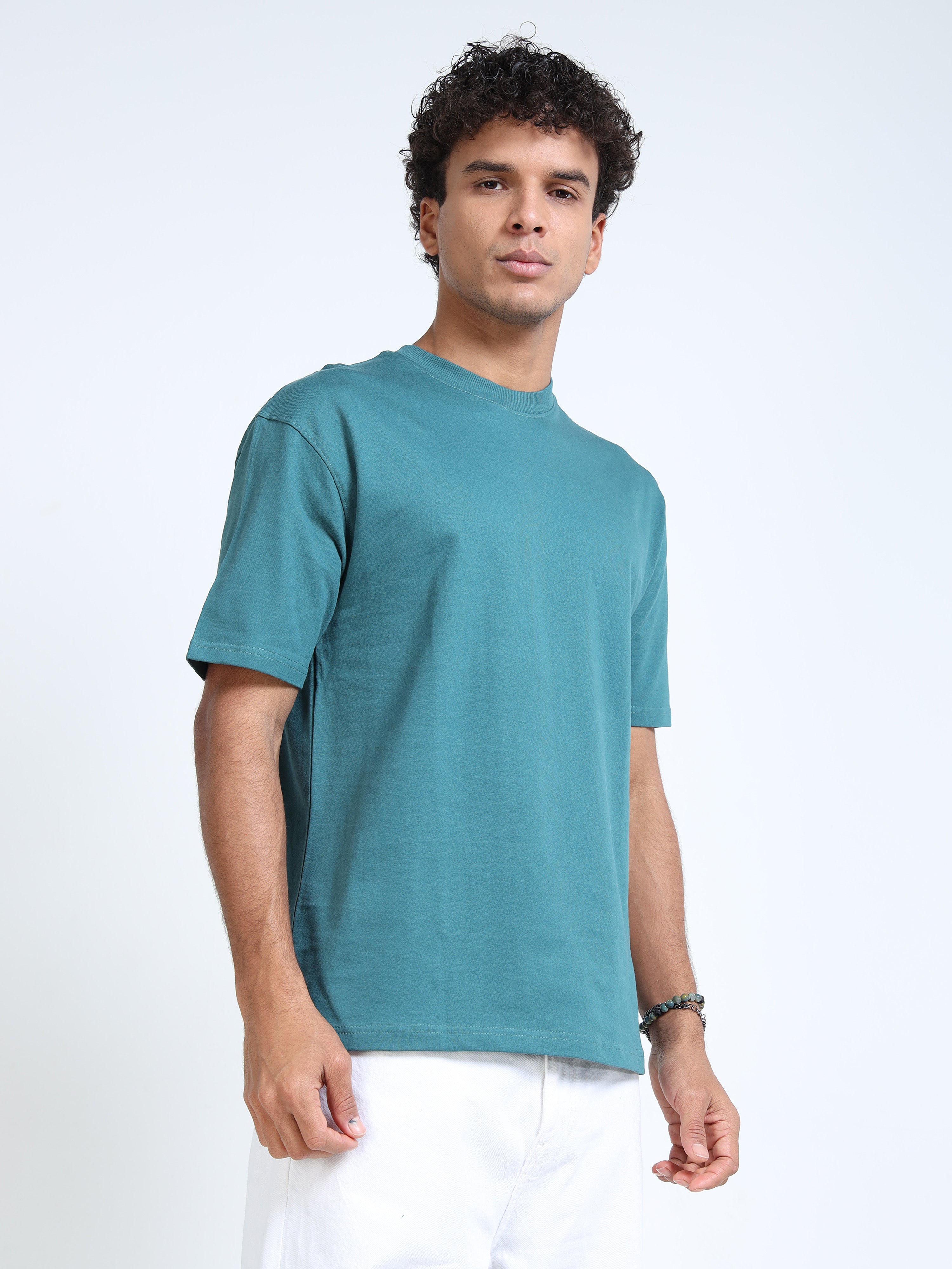 Pine Green Solid Oversized Tee