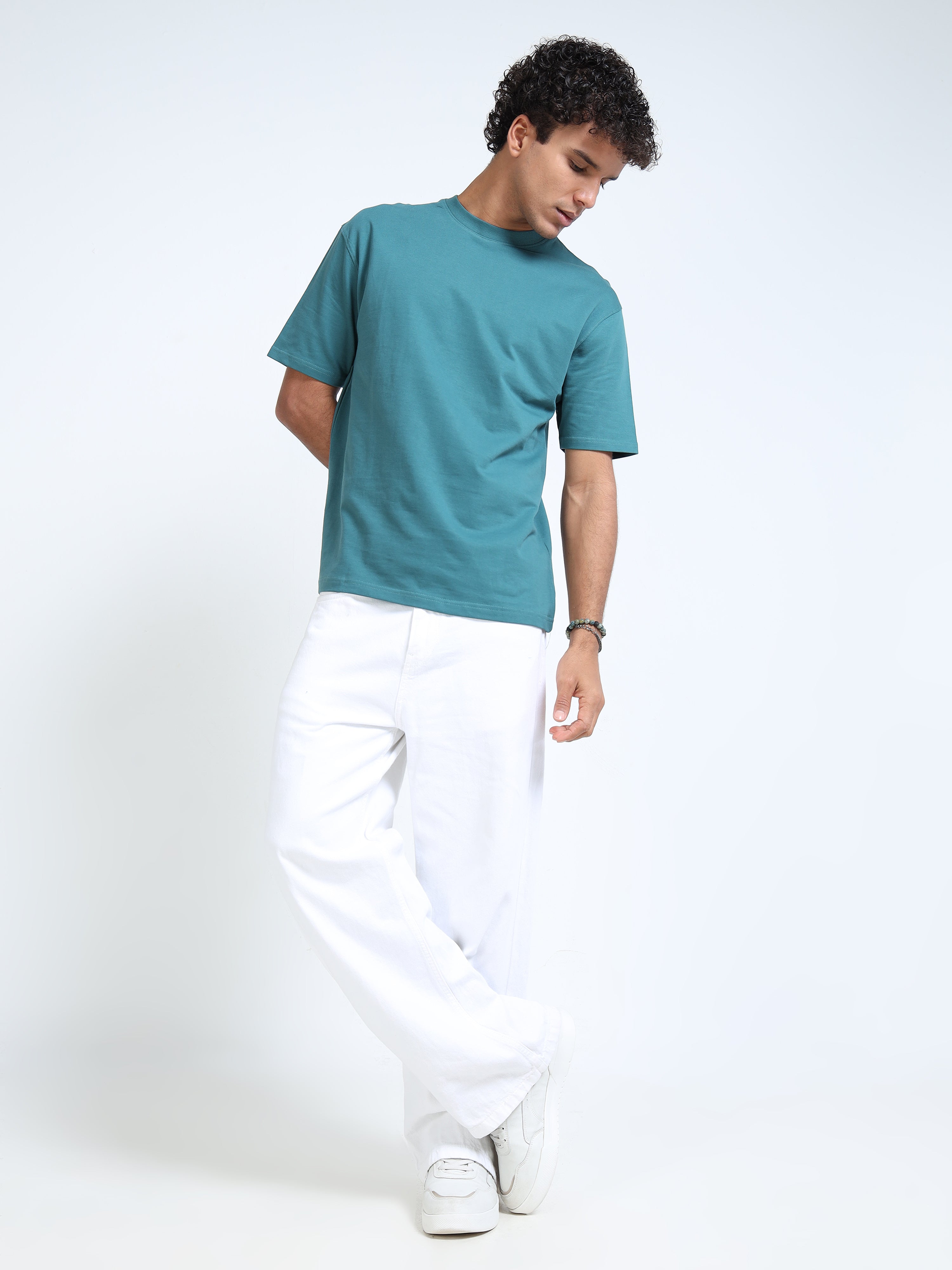Pine Green Solid Oversized Tee