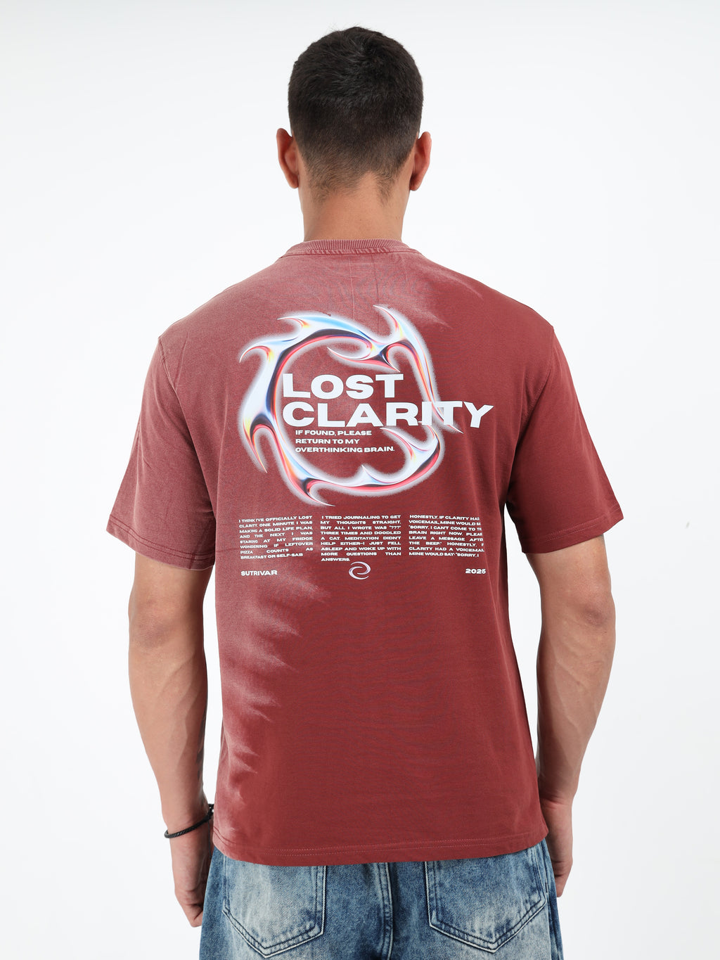 Royal Maroon Dual Washed Oversized T-Shirt