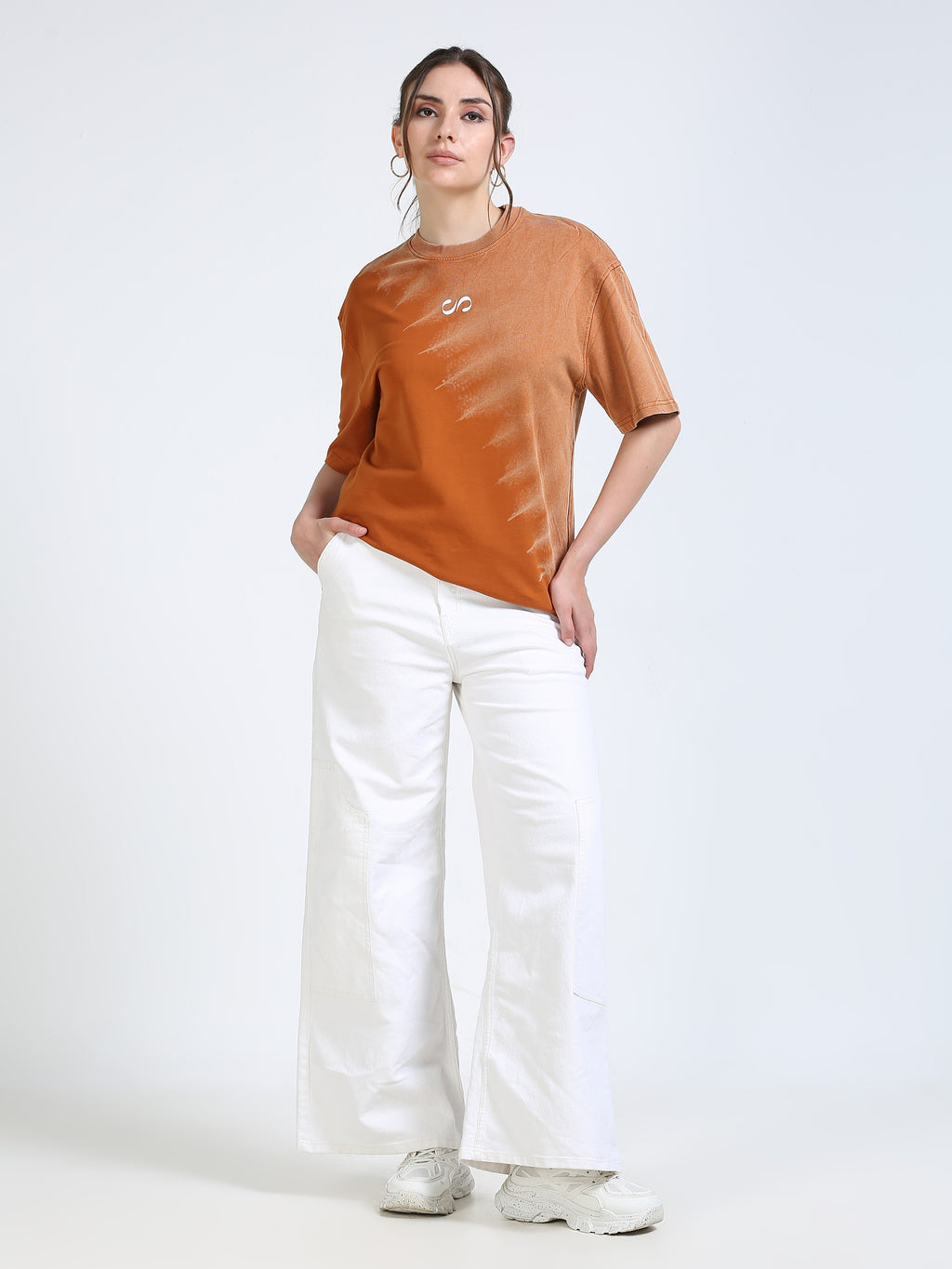 Orange Dual Washed Oversized T-Shirt