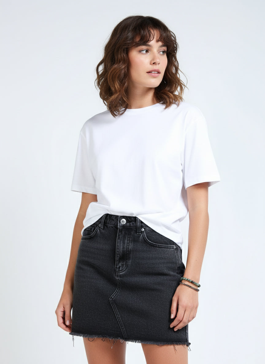 White Solid Oversized Tee